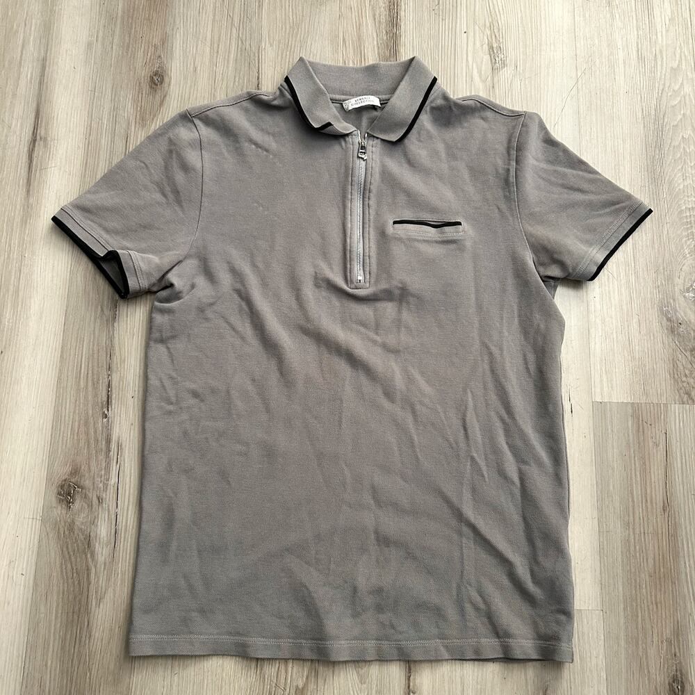 Versace Collection 1/3 Zip Grey Polo Mens Shirt Size Large EUC